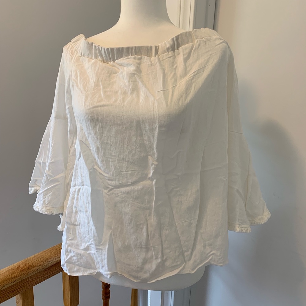 Forever21 size L, white dress up blouse open back